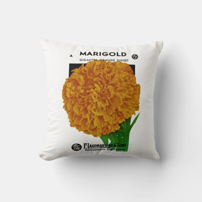 Almofada Pacote de Semente da Marigold Vintage (Frente)