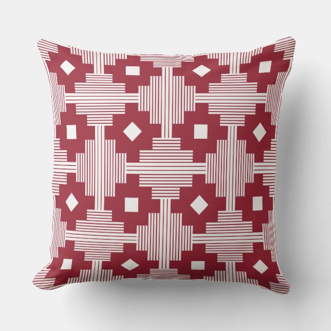 Almofada Padrão 061214 - Branco com vermelho profundo 9b233 (Frente)