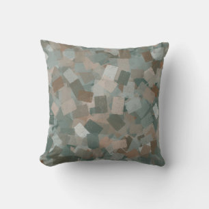 Almofada Padrão Abstrato Cubismo Verde Rosa Marrom