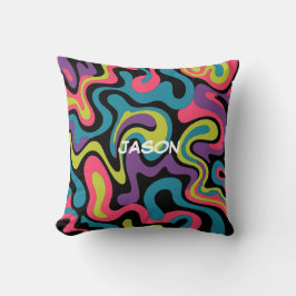 Almofada Padrão Abstrato de Neon Personalizado — Design Ret