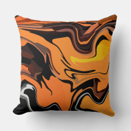 Almofada Padrão Abstrato de Redemoinho Laranja Fogo