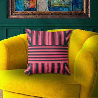 Almofada Padrão Abstrato Elegante em Carvão Rosa Art Déco
