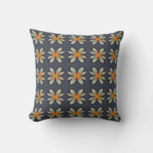 Padrão Abstrato Floral Retro Laranja Azul-Marinho
