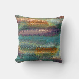 Almofada padrão abstrato patina verde de folhas de cobre