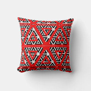 Almofada Padrão abstrato preto, branco e vermelho fundo sól