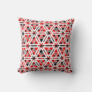 Almofada Padrão abstrato preto, branco e vermelho fundo sól