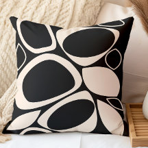 Padrão Abstrato Preto Creme Moderno e Elegante