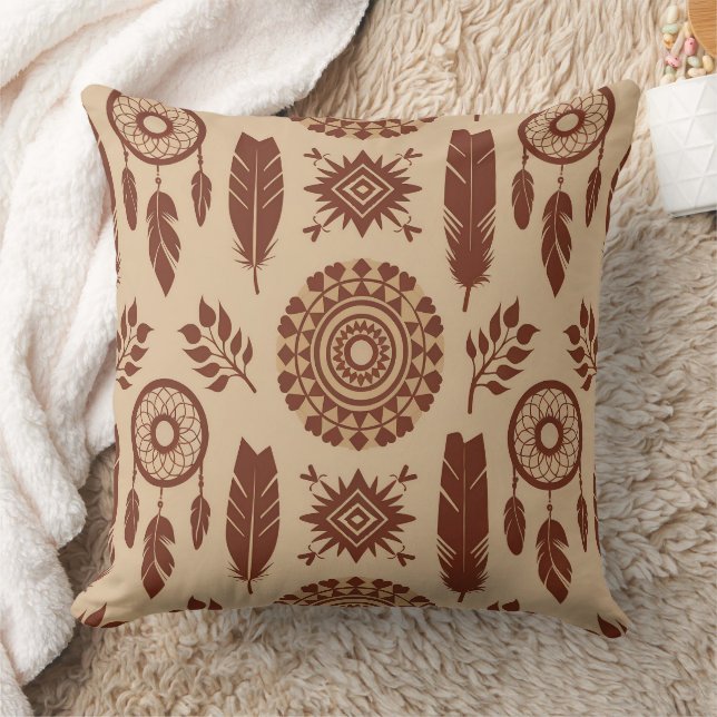 Almofada Padrão Abstrato Tribal Boho | Geométrico Terroso (Cobertor)
