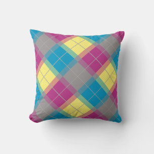 Almofada Padrão Amarelo Azul Roxo