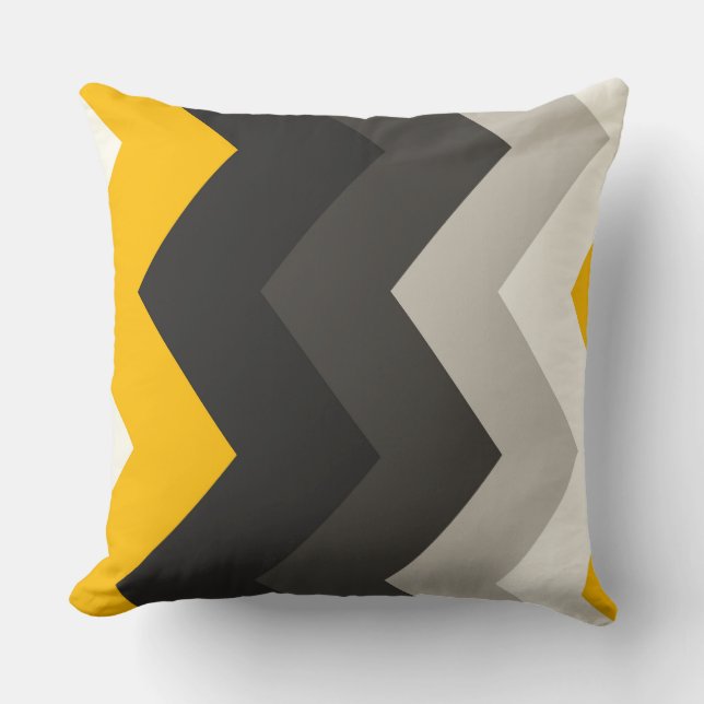 Almofada Padrão amarelo e cromo de Cinza (Frente)