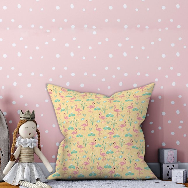 Almofada Padrão amarelo rosa Flamingo (Criador carregado)