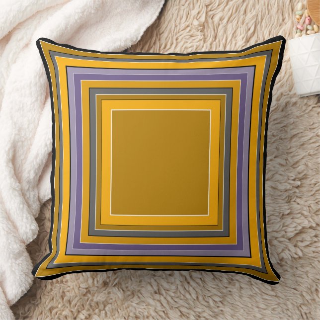 Almofada Padrão Amarelo Roxo Clássico Quadrado Listrado (Cobertor)