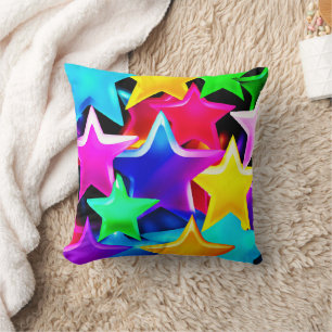 Almofada Padrão Arco-Íris 3D estrelado