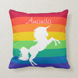 Almofada Padrão Arco-íris Unicórnio Branco Personalizado Cu
