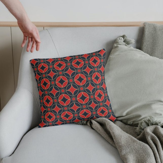 Almofada padrão art deco no2 em travesseiro decorativo verm (Criador carregado)