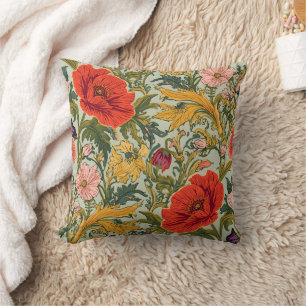 Almofada Padrão Art Nouveau Floral Papoulas de William Morr
