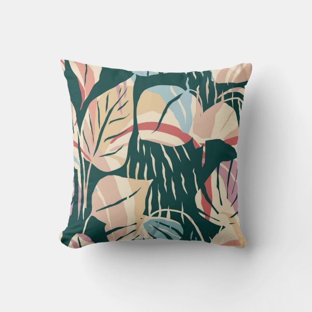 Almofada Padrão artístico sem costura com folhas de abstrat (Frente)