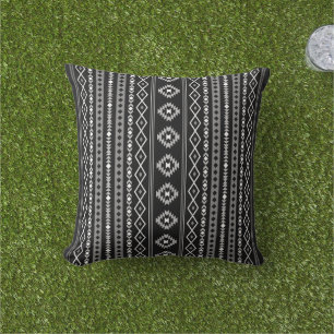 Almofada Padrão Aztec Cinza Branca Mistura de Motifs Preta