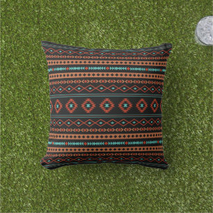 Almofada Padrão Aztec Rusts Teal Black Mixed Motifs