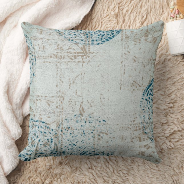 Almofada Padrão Azul Branco Celtic Mandala (Cobertor)