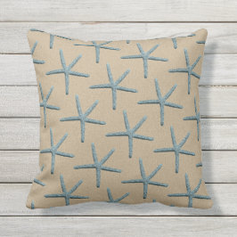 Almofada Padrão Azul De Finger De Starfish Na Areia Colorid
