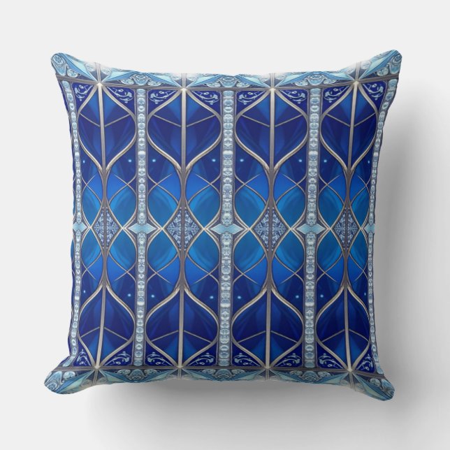 Almofada Padrão Azul Decorativo (Frente)