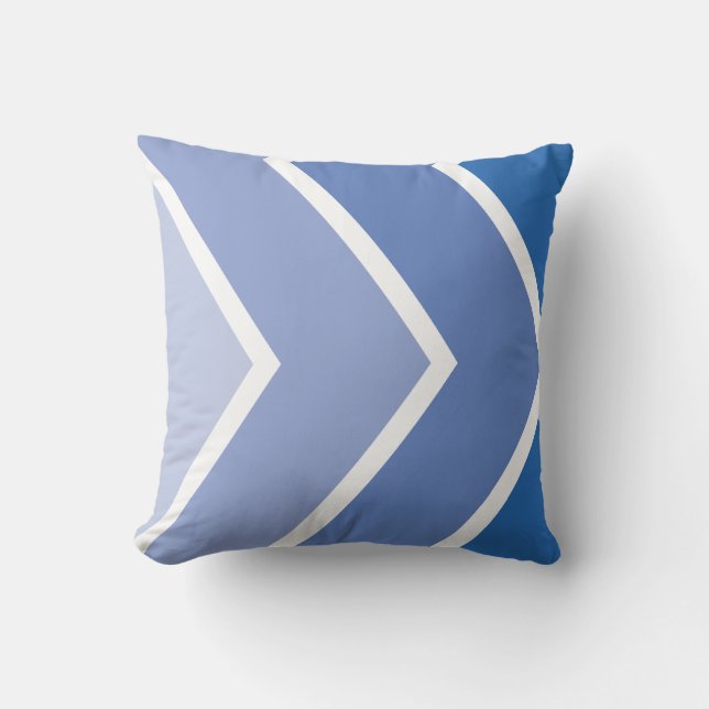 Almofada Padrão Azul Ombré Chevron Stripes (Frente)