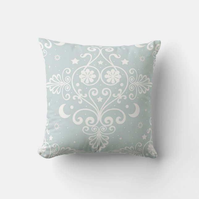 Almofada Padrão Boho Celestial Azul Turquesa Fofo Empoeirad (Frente)