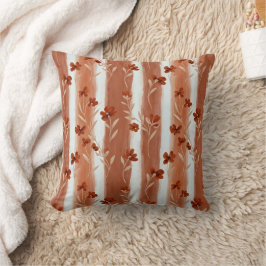 Almofada Padrão Boho de Faixa Vertical de Flor Silvestre de