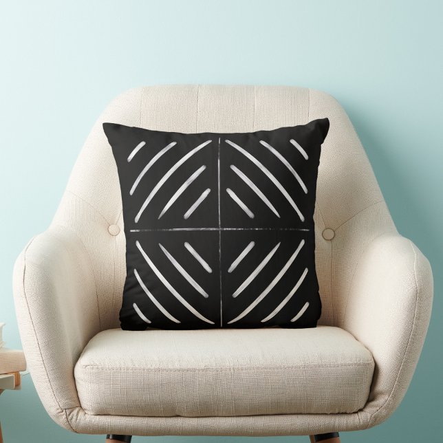 Almofada Padrão Boho feminino roxo preto e branco (Criador carregado)