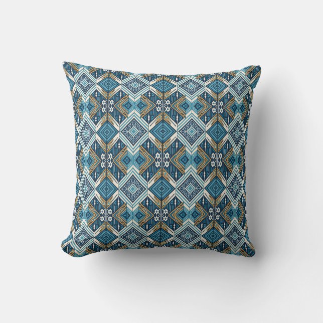 Almofada Padrão Boho simétrico azul 18583 b xl (Frente)