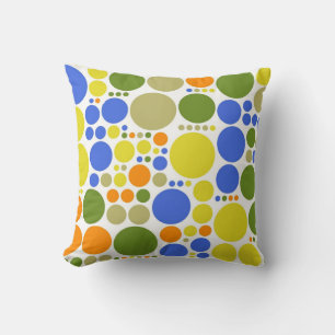 Almofada padrão Bolinhas   Laranja verde azul