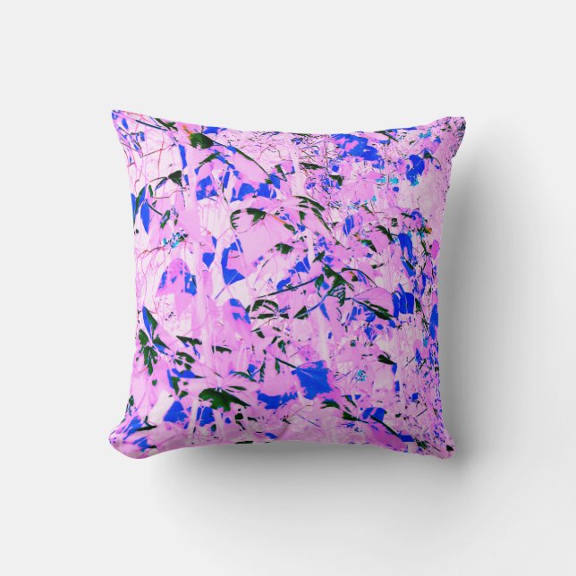 Almofada Padrão bonito de folheto azul-lilac rosa (Frente)