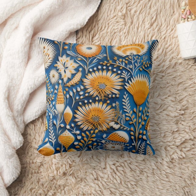 Almofada Padrão Botânico de Aves Exóticas Chinoiserie (7) (Cobertor)