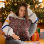 Almofada Padrão Botânico do inverno Vermelho<br><div class="desc">Travesseiro de Natal bonito e divertido,  com ilustração desenhada à mão de botânicos de inverno.</div>