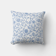 Padrão Botânico Floral Azul e Branco Caprichoso