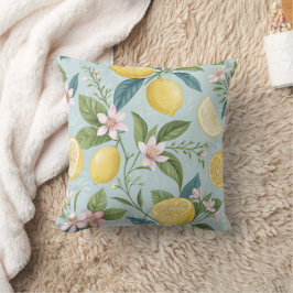 Almofada Padrão Botânico Floral de Limão Fresco