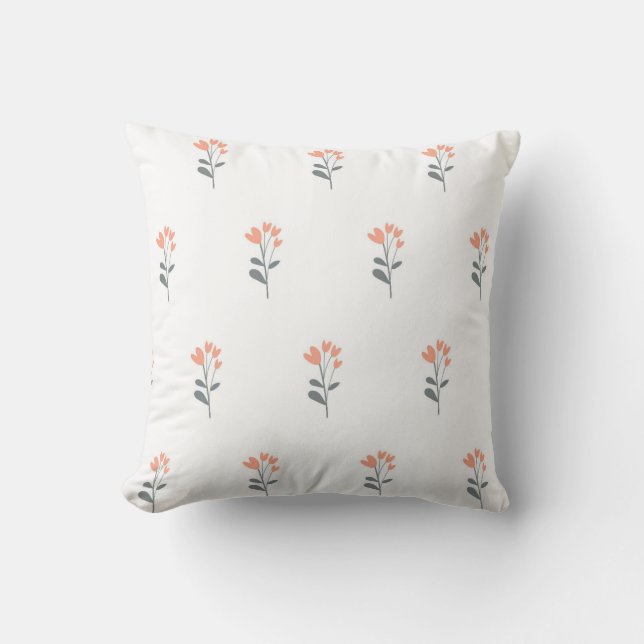 Almofada padrão botânico simples e contínuo com flores em  (Frente)