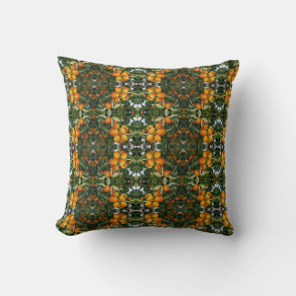 Almofada Padrão Botânico Verde de Laranja Cítrica Vintage