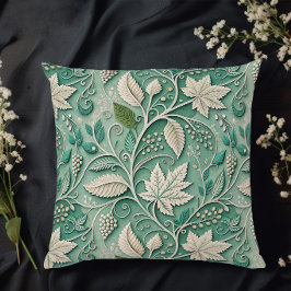 Almofada Padrão Botânico Vintage Bege Verde Pastel