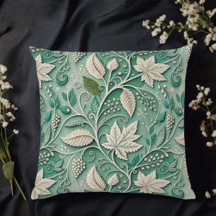 Almofada Padrão Botânico Vintage Bege Verde Pastel