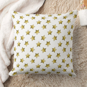 Almofada Padrão branco das estrelas douradas Elegantes