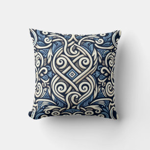 Almofada Padrão branco e azul grego moderno