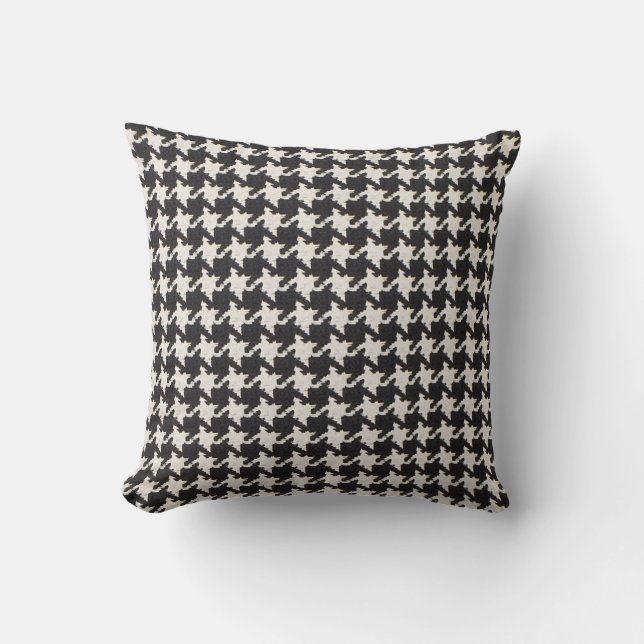 Almofada Padrão Branco preto-houndstooth (Frente)