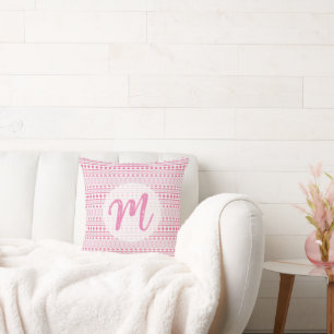 Almofada Padrão Branco Rosa Bonito e Bonito de Nome Persona