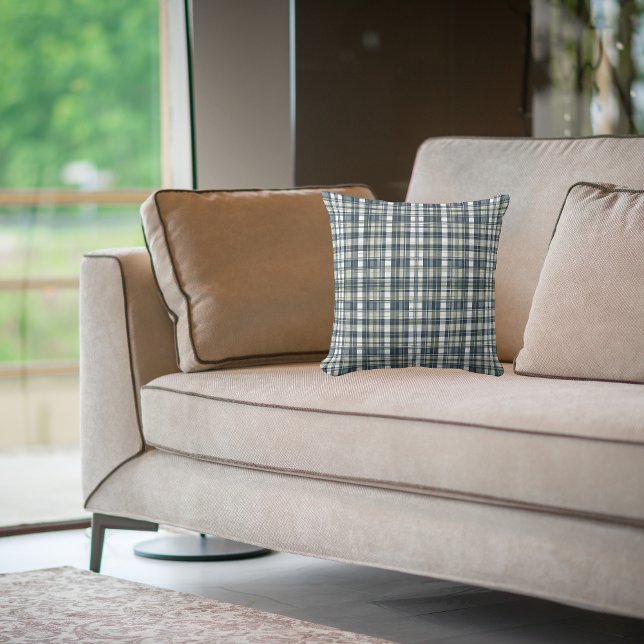 Almofada Padrão Branco Verde do Sage Azul Denim (Criador carregado)