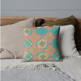Almofada Padrão caleidoscópico cor azul e laranja