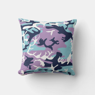 Almofada Padrão Camo - Marinho azul roxo branco