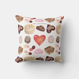 Almofada Padrão cardíaco de chocolate personalizado