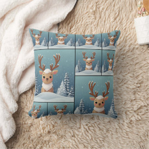 Almofada Padrão Castanho de Snow Elk Cute Kawaii